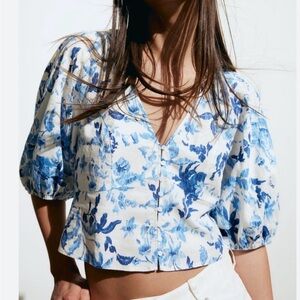 H&M Blue Floral Women's Top